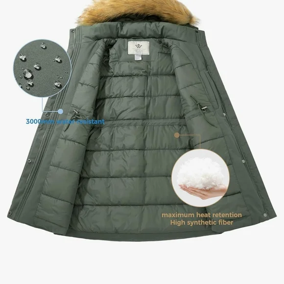 Wenven Ladies Winter Anorak Size XXL Green - Picture 4 of 7